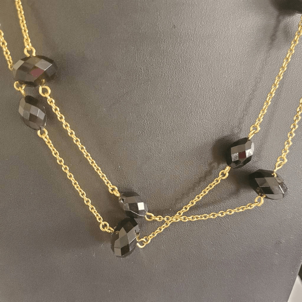 Kate Spade Long Station Necklace Gold Plated with Black Rondelle Style Beads - Picture 2 of 6